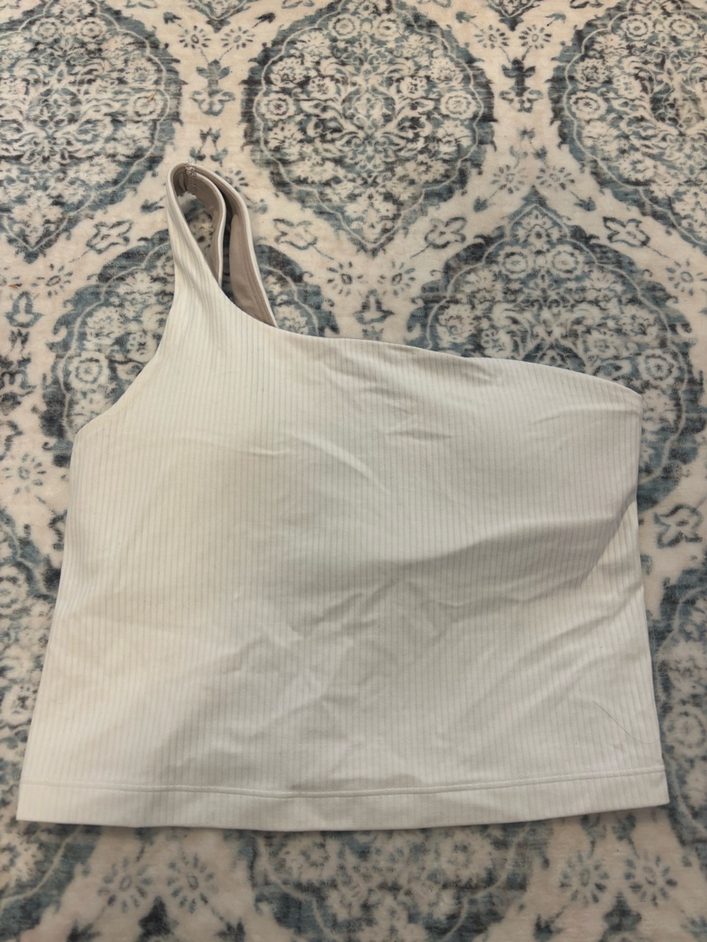 Lululemon Ribbed Nulu Asymmetrical Yoga Tank Top- White Size 4 - Picture 4 of 6